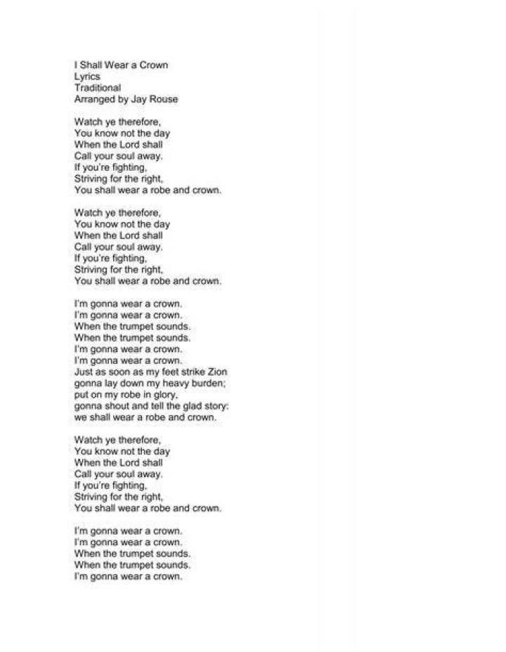 I Shall Wear a Crown Lyrics: A Deep Dive into the Meaning and Significance