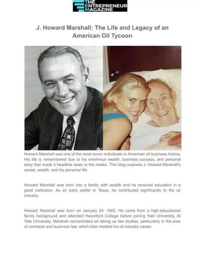 J. Howard Marshall: The Life and Legacy of a Billionaire Oil Tycoon