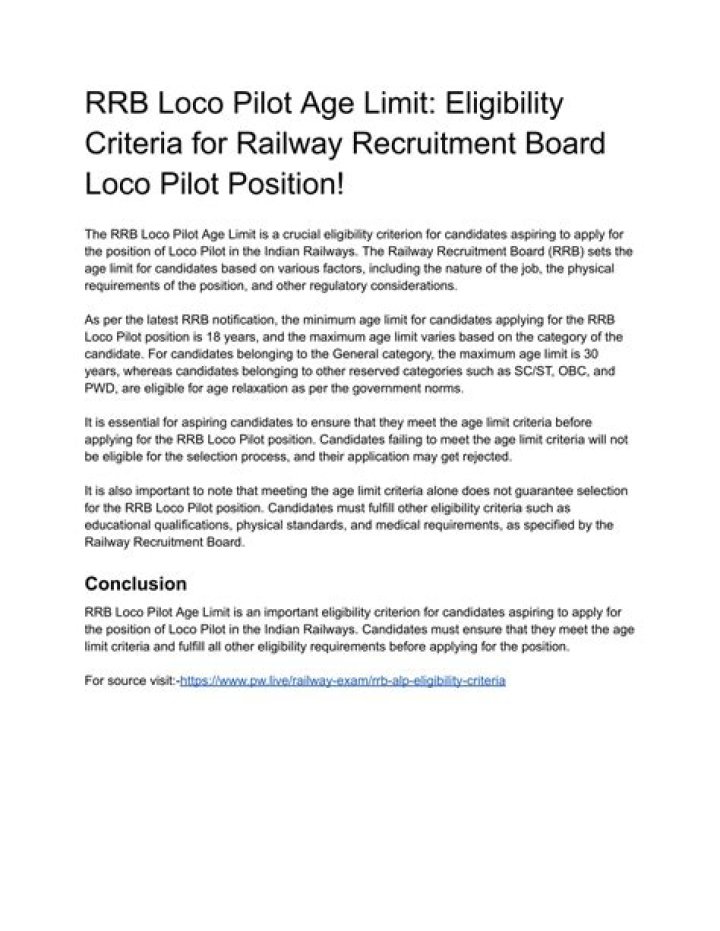 Loco Pilot Age Limit: Understanding the Regulations and Implications
