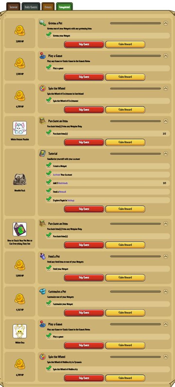 Neopets Dailies: Daily Quests & Fun!