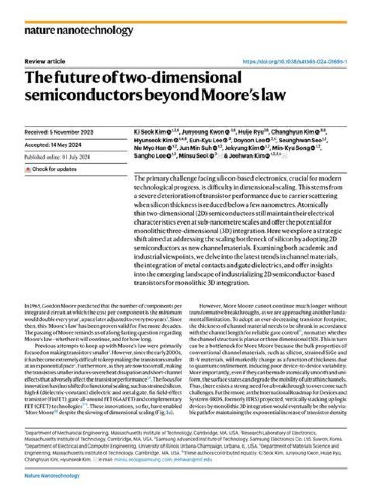 The Future of Two Dimensional Semiconductors Beyond Moore's Law